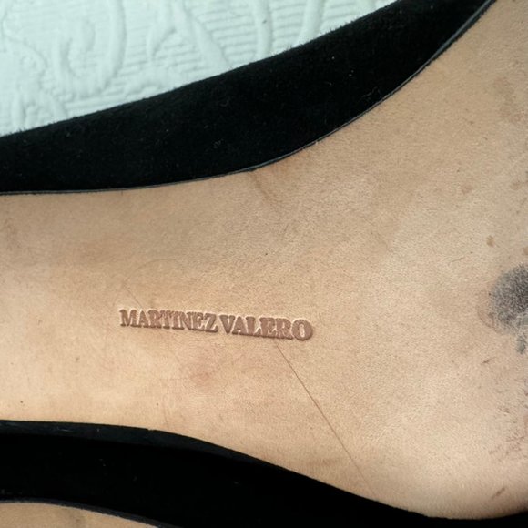 VTG MARTINEZ VALERO "Nelly" Persian Lamb Fur Trim Suede Heel Black Booties 9 - Picture 4 of 9